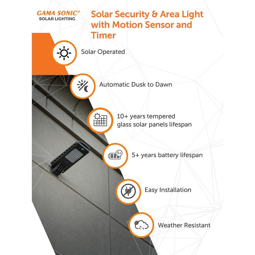 2800 Lumen Gray Solar Security Light with Motion Sensor and Timer