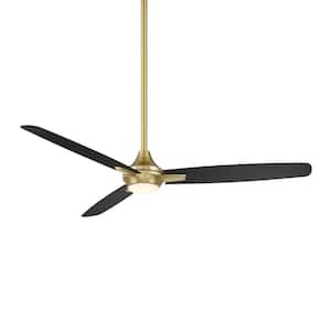 Blitzen 54 in. Integrated LED Indoor/Outdoor Soft Brass/Matte Black 3-Blade Smart Ceiling Fan with 3000K and Remote