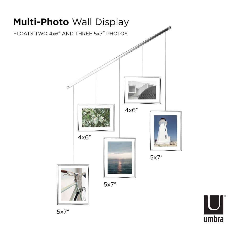 Chrome Floating Wall-Mounted 4x6 Picture Frame Set