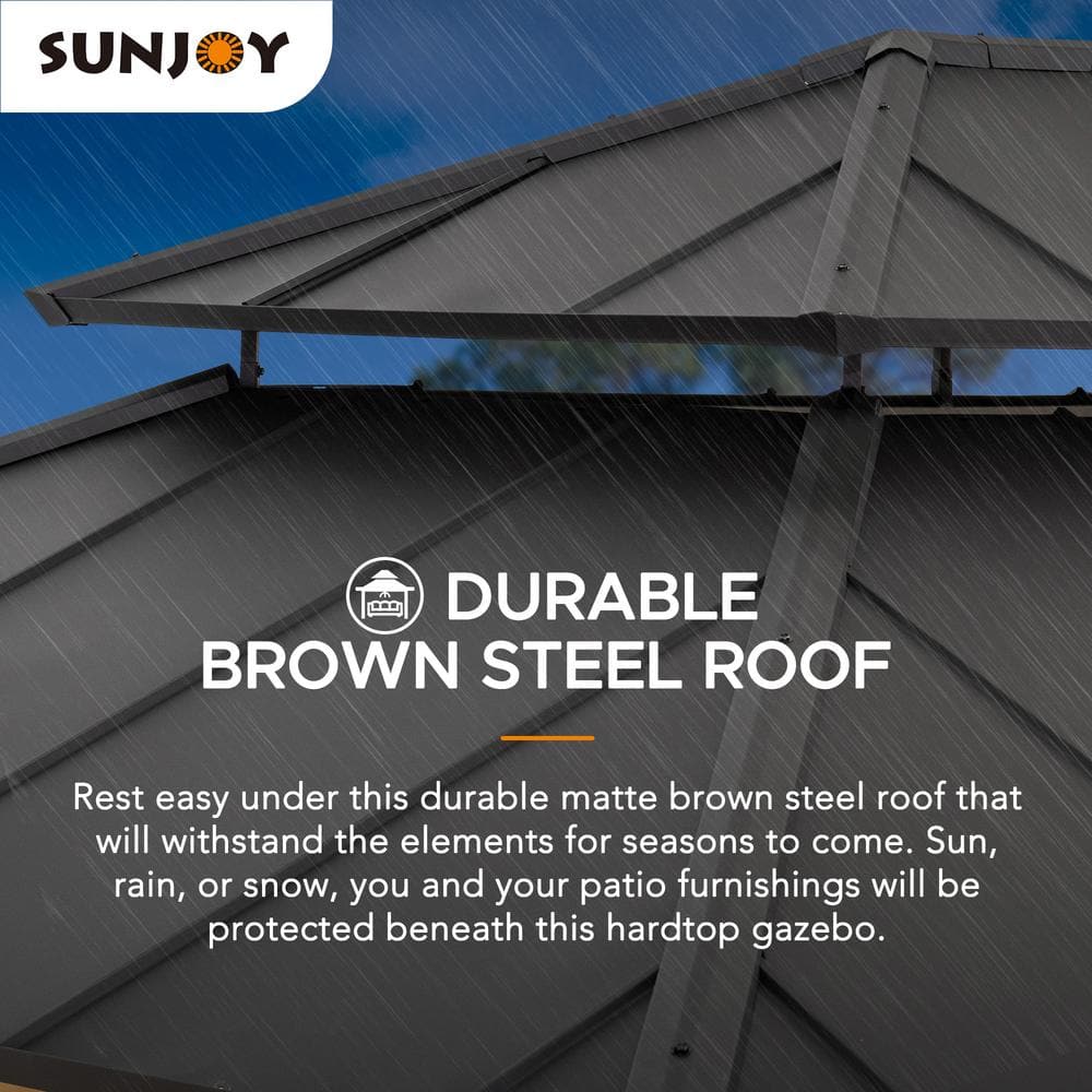 Sunjoy 12x16 ft Cedar Wood Gazebo with Steel Roof