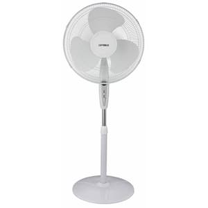 16 in. Oscillating Stand Fan in White with Remote Control