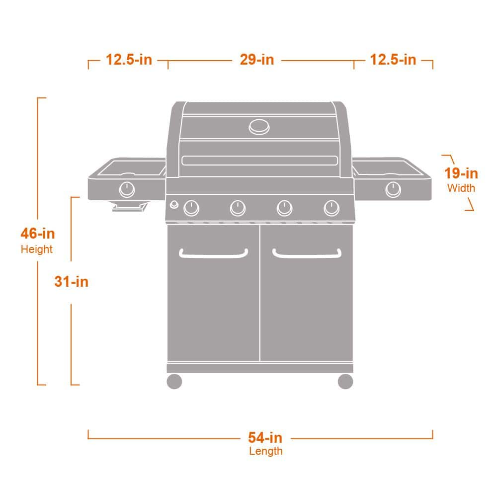 Green Stainless Steel 4-Burner Propane Gas Grill with Side Burner
