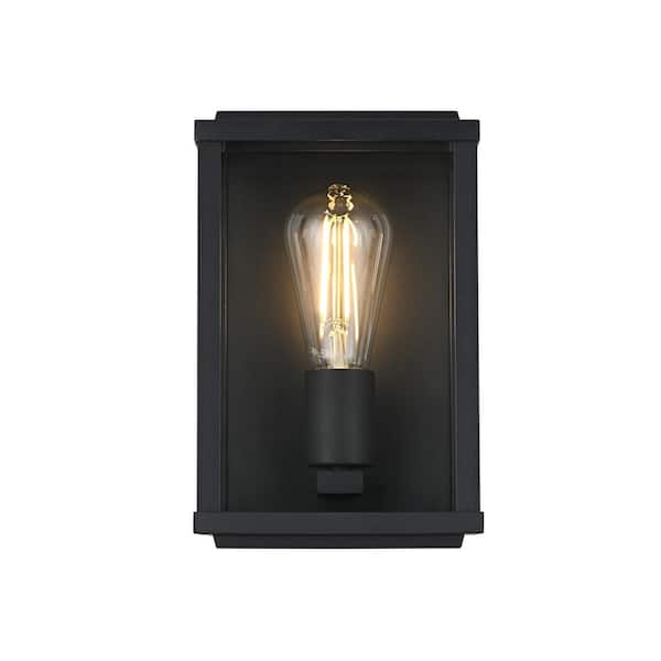 10 in. Black Outdoor Hardwired Wall Sconce with No Bulbs Included