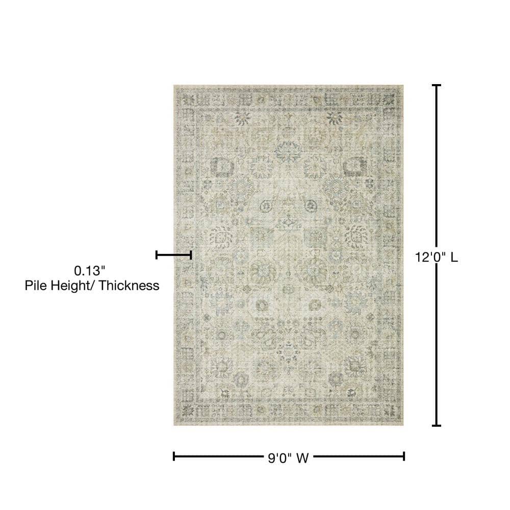 Skye Natural and Sage Oriental 9' x 12' Synthetic Rug