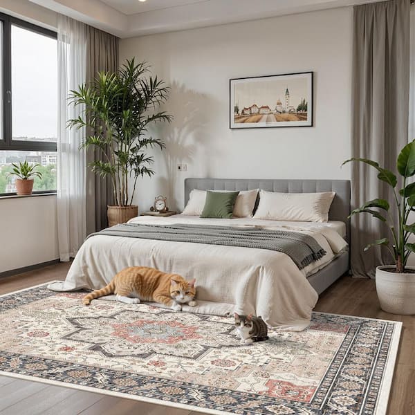 5 ft. x7 ft. Indoor Machine Washable Rug Soft Brown