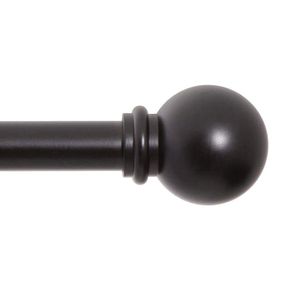 Adjustable Black Steel Window Curtain Rod with Ball Finials