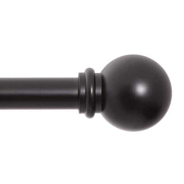 Kenney Chelsea 48 in. - 86 in. Adjustable Single Curtain Rod 5/8 in. Diameter in Black with Ball Finials