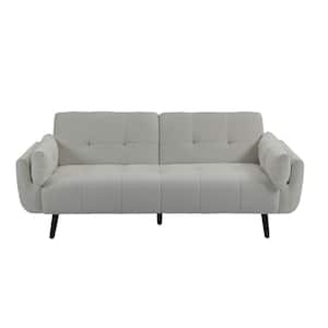 75.1 in. W Gray Modern Polyester Upholstered Convertible Folding Futon Sleeper Couch Sofa Bed
