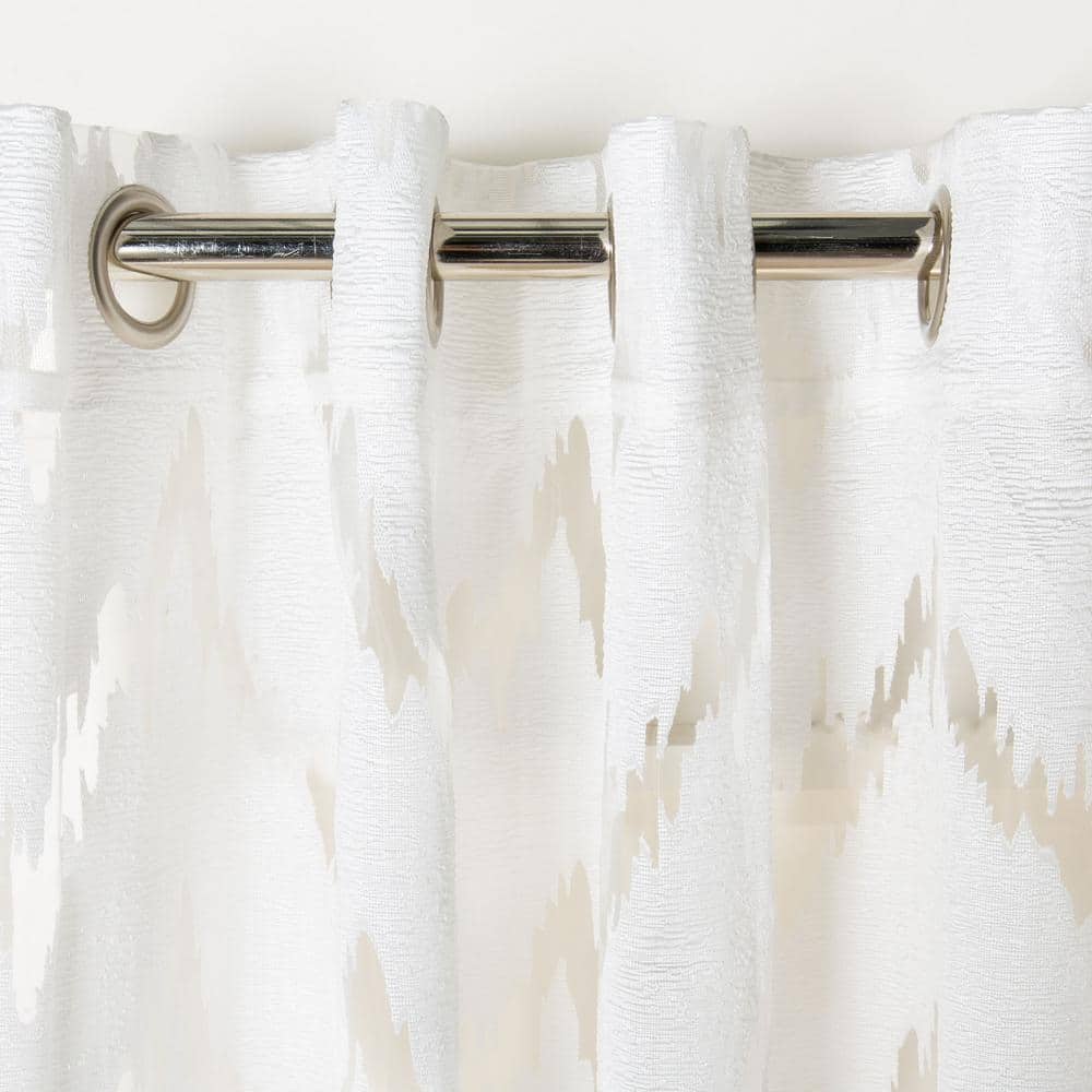 White Sheer Grommet Indoor Polyester Window Curtain Panel