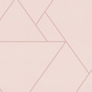 Triangle Geometric Art Deco Lines Pink Peel and Stick Vinyl Wallpaper