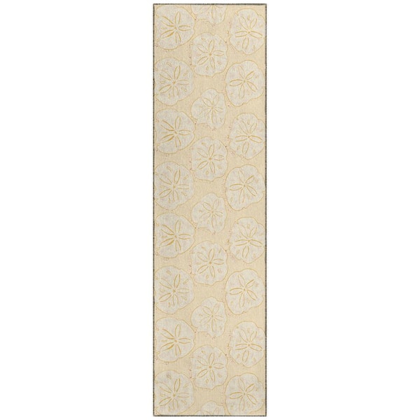 Surfside Ivory 2 ft. 3 in. x 7 ft. 6 in. Geometric Indoor/Outdoor Area Rug