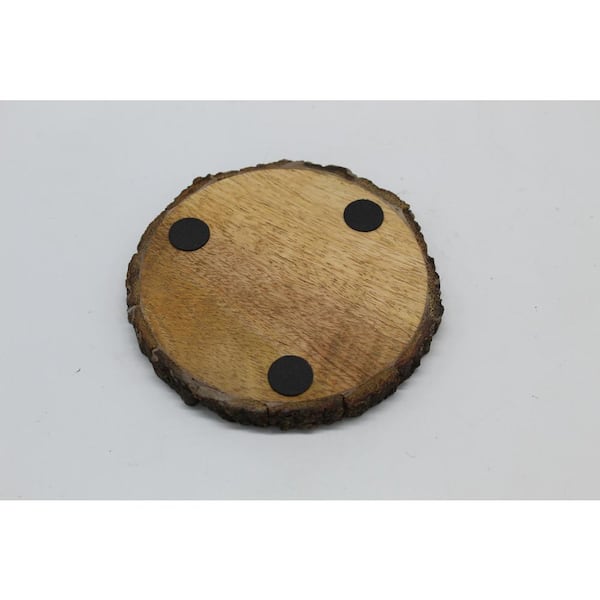 Mascot Hardware Log Cut 4 Pieces Wooden Coaster Set - N/A - Round