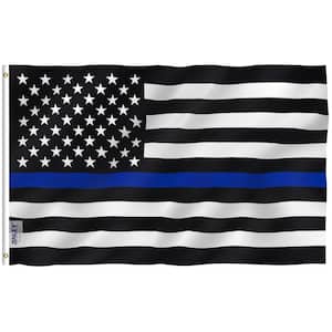 Fly Breeze 4 ft. x 6 ft. Polyester Thin Blue Line USA Flag 2-Sided Banner with Brass Grommets and Canvas Header