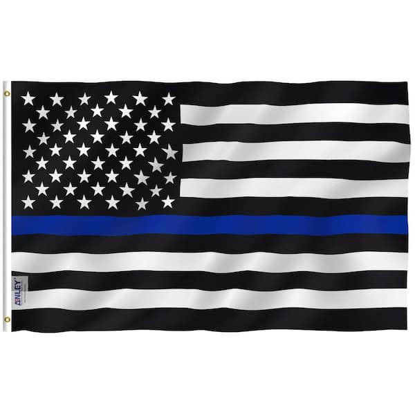ANLEY Fly Breeze 3 ft. x 5 ft. Thin Blue Line USA Flag - Honoring Law Enforcement Officers Flags Polyester