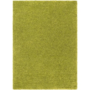 Madison Shag Plain Modern Solid Green Thick Pile 7 ft. 10 in. x 9 ft. 10 in. Area Rug