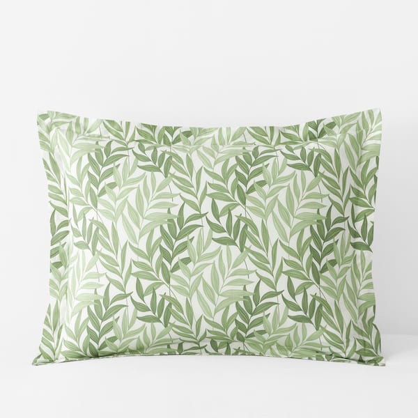 The Company Store Company Cotton Tulum Leaf Moss Green Floral Cotton Percale King Sham