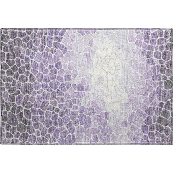 Mayfield Premium Machine Washable Abstract AMF2190 Purple 2 ft. x 3 ft. Accent Rug