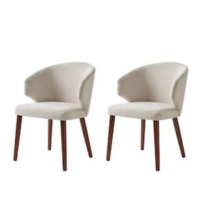 Nuria Linen Upholstered Dining Chair with Wing Back and Solid Wood Tapered Legs Set of 2