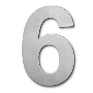 6 in. Brushed Stainless Steel Floating Modern House Number 6/9