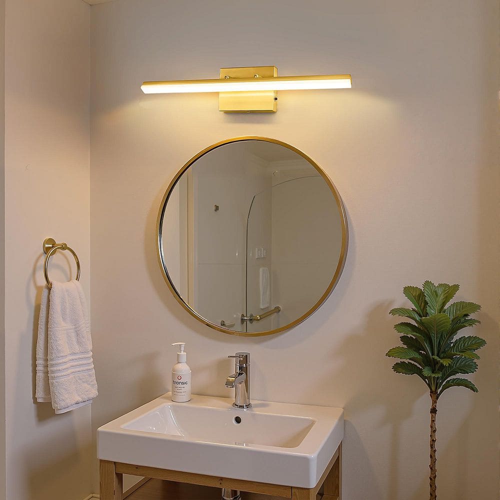 24 in. 1-Light 16-Watt Gold Integrated LED Vanity Light, Bathroom Wall Sconce, Modern Light Bar for Mirror price history on PriceWatchPro