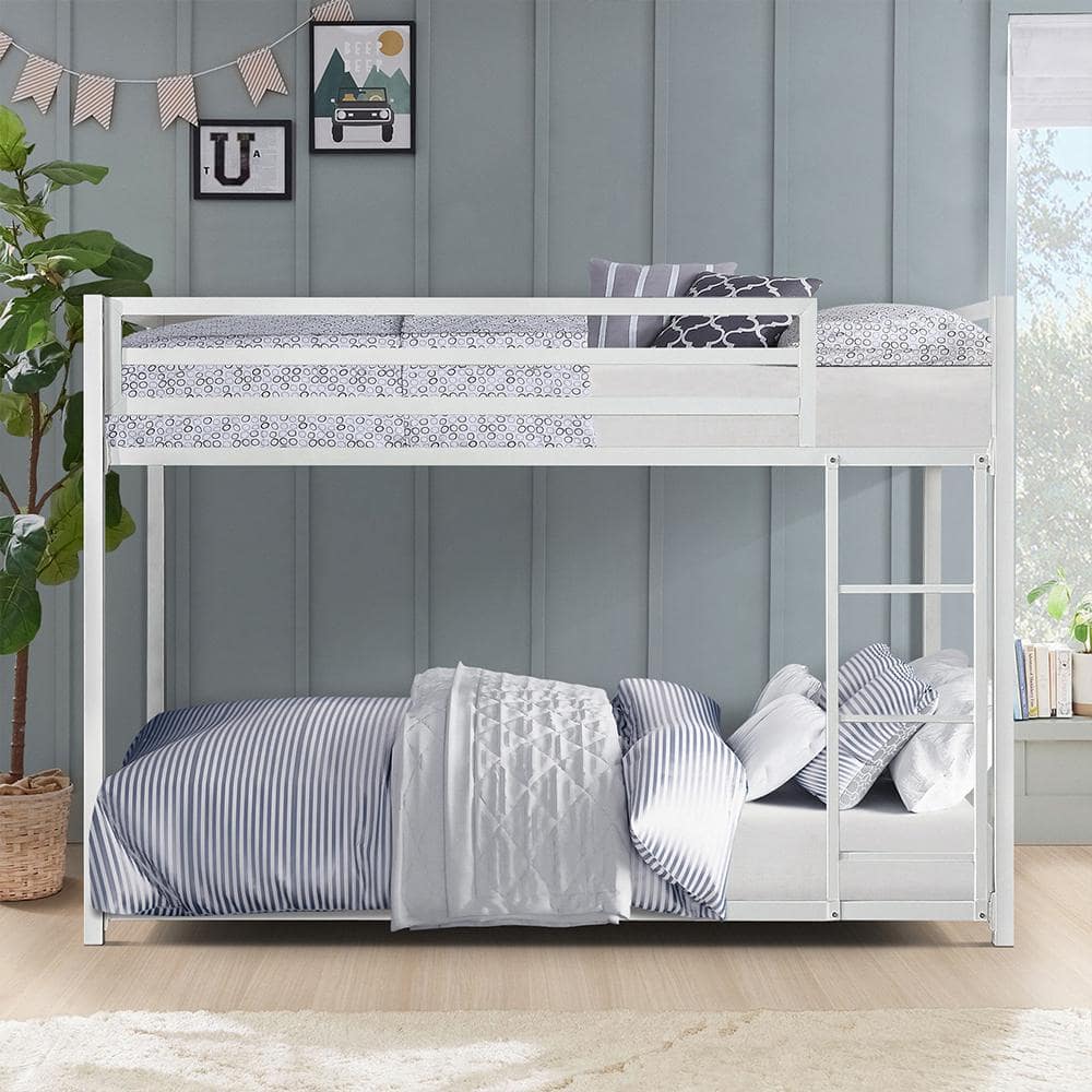 Alouette White Finish Twin/Twin Metal Bunk Bed