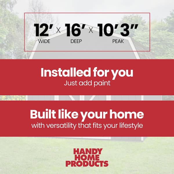 Professionally Assembled Hudson 12 ft. W x 16 ft. Outdoor Wood Shed with Smartside- Driftwood Shingle (192 sq. ft.)