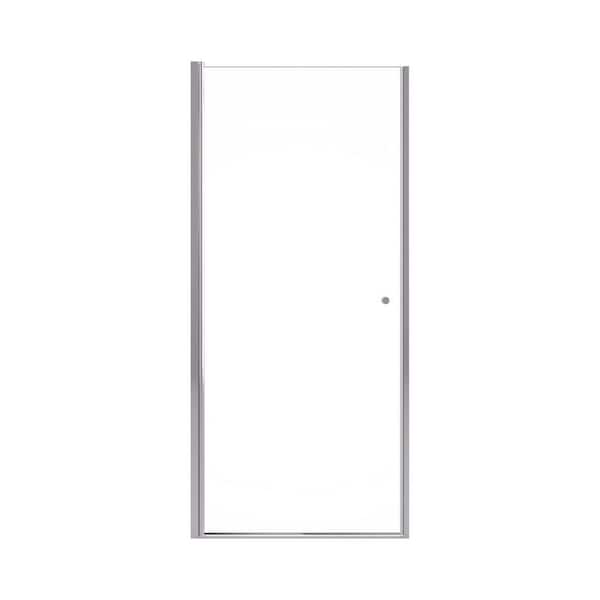 30 in. W x 72 in. H Pivot Frameless Shower Door in Chrome with Clear Tempered Glass