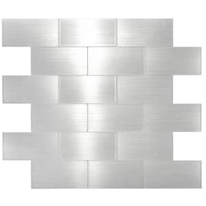 Small Silver Aluminum Subway 13.77 in. x 11.85 in. Metal Peel and Stick Tile (9.07 sq. ft./8-Pack)
