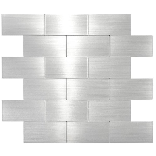 AVANT DECOR Small Silver Aluminum Subway 13.77 in. x 11.85 in. Metal Peel  and Stick Tile (9.07 sq. ft./8-Pack) AL009:Alum:SmallSub:AlumSilver:Box8 -  The Home Depot