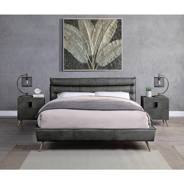 Acme Furniture Doris Gray Metal Frame King Platform Bed