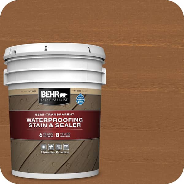 5 gal. #ST-147 Castle Gray Semi-Transparent Waterproofing Exterior Wood Stain and Sealer