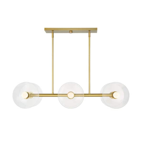 Litto 6-Light Brushed Gold Modern Linear Chandelier for Kitchen Islands with No Bulbs Included