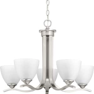 Laird Collection 5-Light Brushed Nickel Etched Glass Traditional Chandelier Light