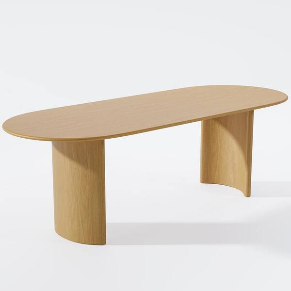 Oval Oak Wood 79 in. Double Pedestal Dining Table Kitchen Table Seats 8