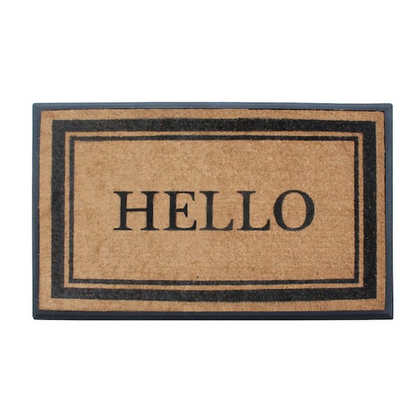A1 Home Collections A1HC Black Border 30 in x 48 in Rubber and Coir Thin Profile Outdoor Entrance Durable Doormat