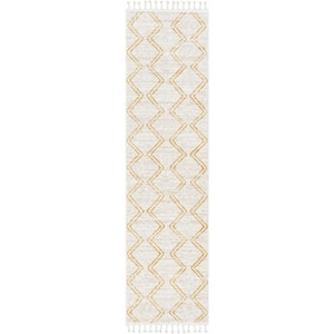 Kennedy Reeve Modern Chevron Kids Yellow Ivory 2 ft. 7 in. x 9 ft. 10 in. Runner Area Rug