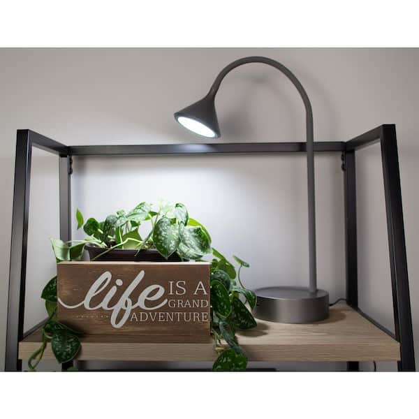 BLACK+DECKER 16 in. Gray Gooseneck LED Desk Lamp with 3 Brightness