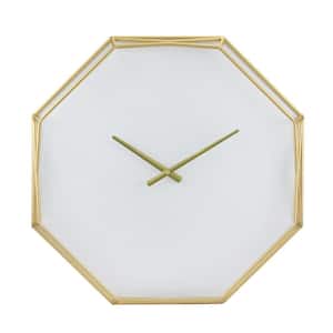 22 in. Gold-White Octagon Wire Metal Wall Clock