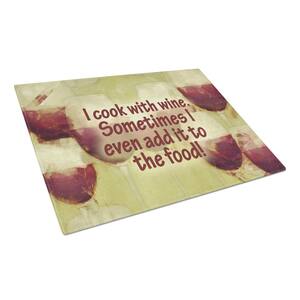 I Cook with Wine Tempered Glass Large Cutting Board