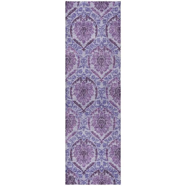 Dream Shag Premium Machine Washable Abstract ADS811 Eggplant 2 ft. x 7 ft. Runner Rug