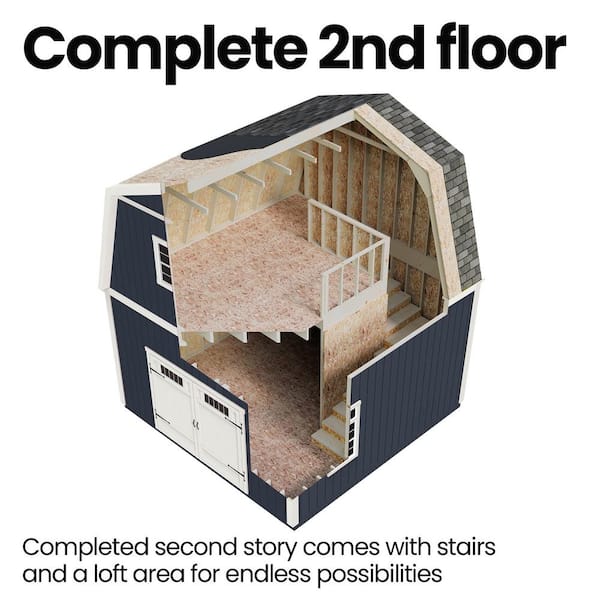 Professionally Assembled Ashland 16 ft. W x 20 ft. D 2-Story Wood Storage Shed- Driftwood Shingles (320 sq. ft.)