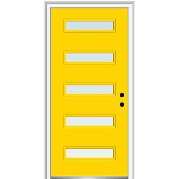 MMI Door 32 in. x 80 in. Davina Low-E Left-Hand Inswing 5-Lite Clear Modern Painted Fiberglass Smooth Prehung Front Door
