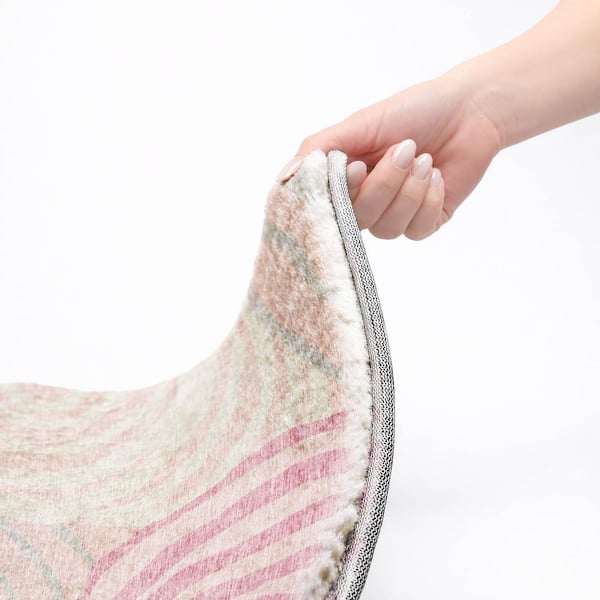 Dream Shag Premium Machine Washable Abstract ADS765 Pink 8 ft. x 8 ft. Round Rug