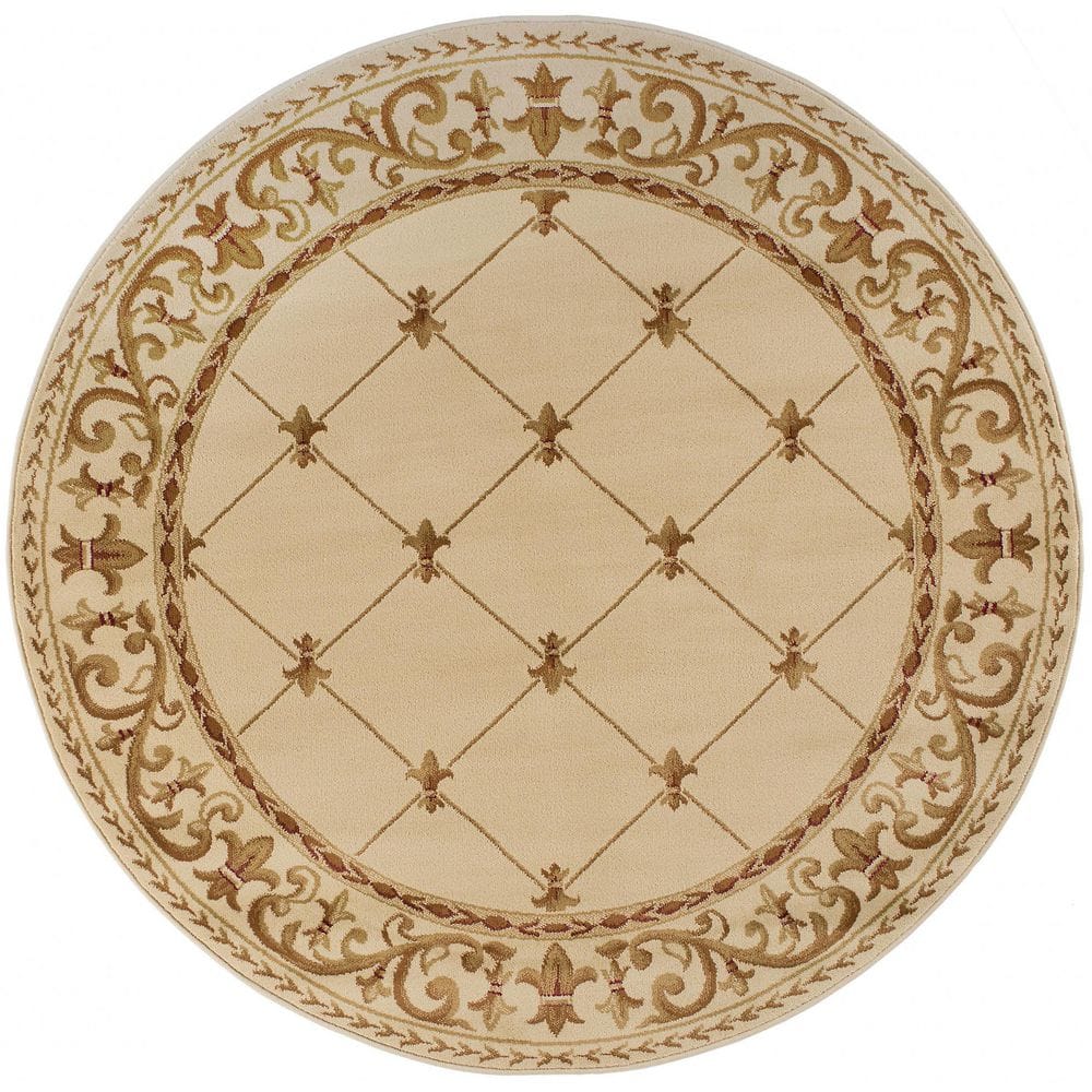 Sensation Border Ivory 8 ft. Round Indoor Area Rug price history on PriceWatchPro