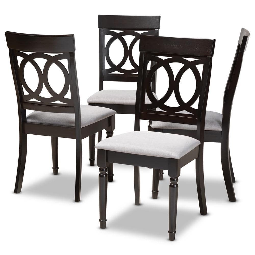 Baxton Studio Lucie Gray and Espresso Fabric Dining Chair