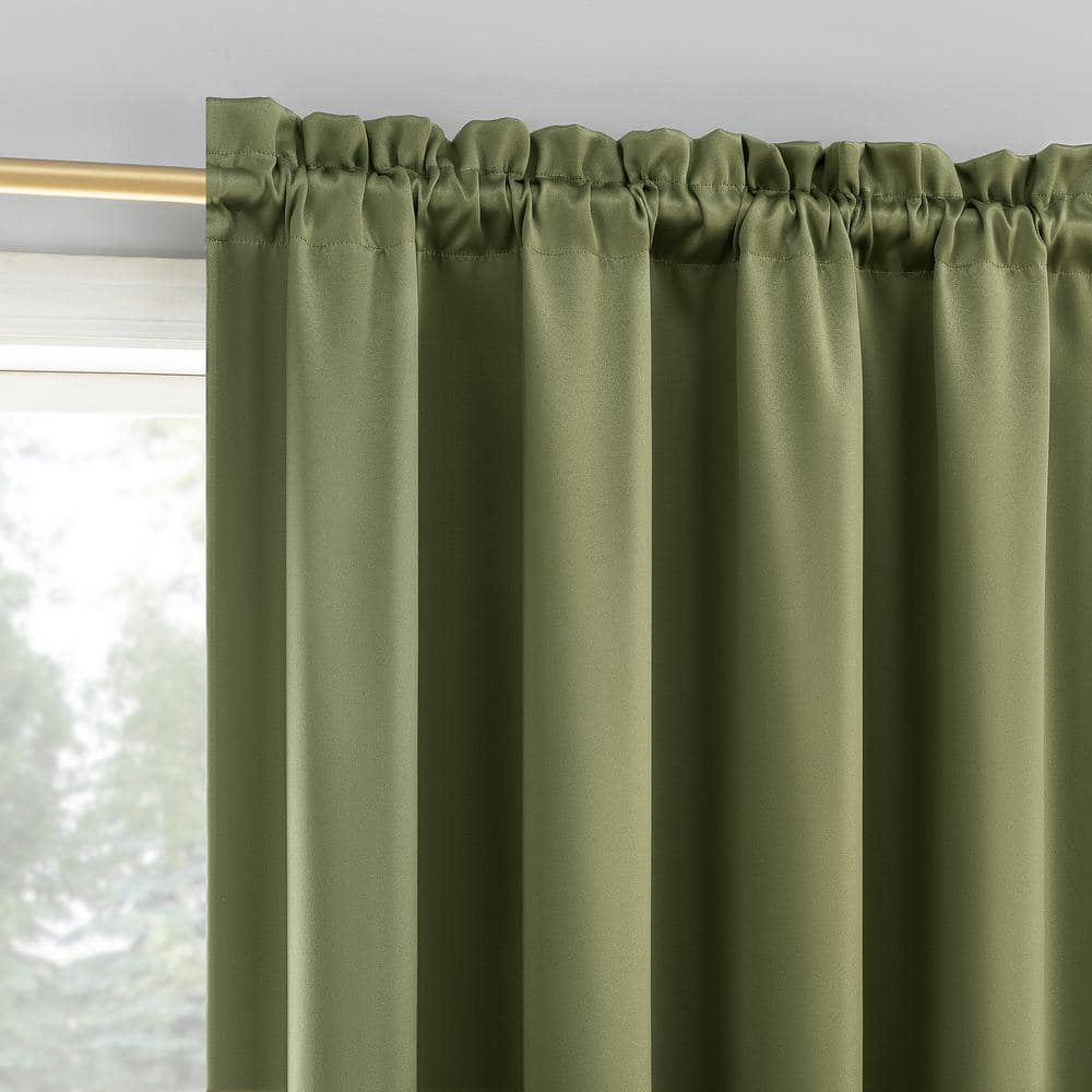 Sage Green Blackout Rod Pocket Curtain Panel 52" x 95"