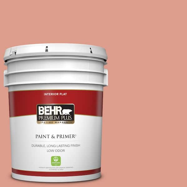 BEHR PREMIUM PLUS 5 gal. #210D-4 Medium Terracotta Flat Low Odor Interior Paint & Primer