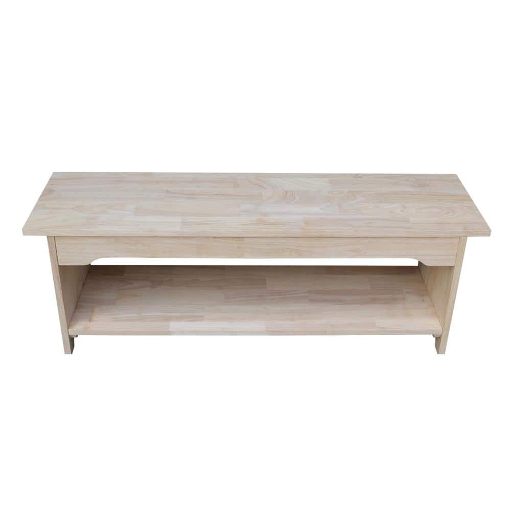 Brookstone 48" Unfinished Parawood Bench with Storage Shelf