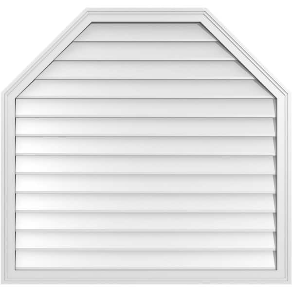 Ekena Millwork 42 in. x 40 in. Octagonal Top Surface Mount PVC Gable Vent: Decorative with Brickmould Frame