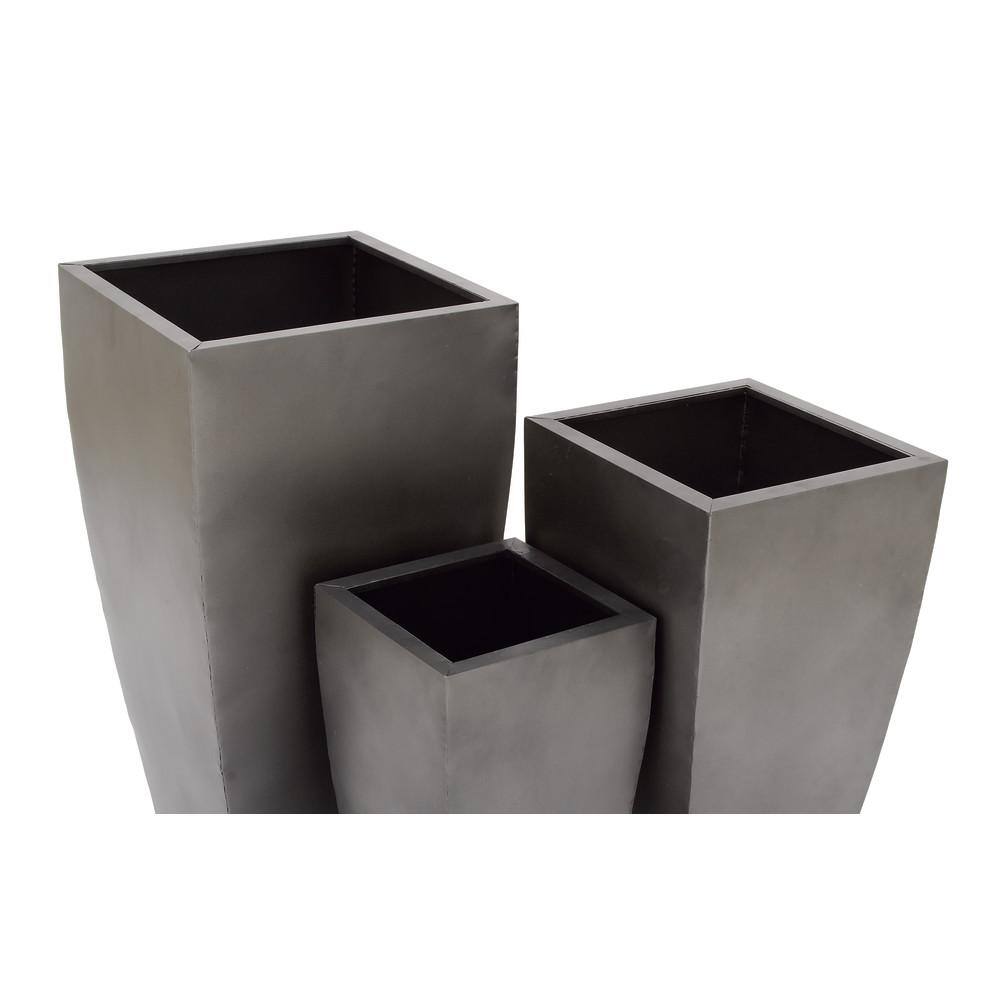 Gray Metal Indoor Outdoor Tapered Planters Set of 3